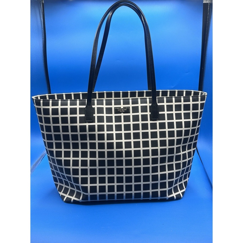 Kate Spade Laurel Way Medium Dally Tote Shoulder Bag Blk/White Windowpane